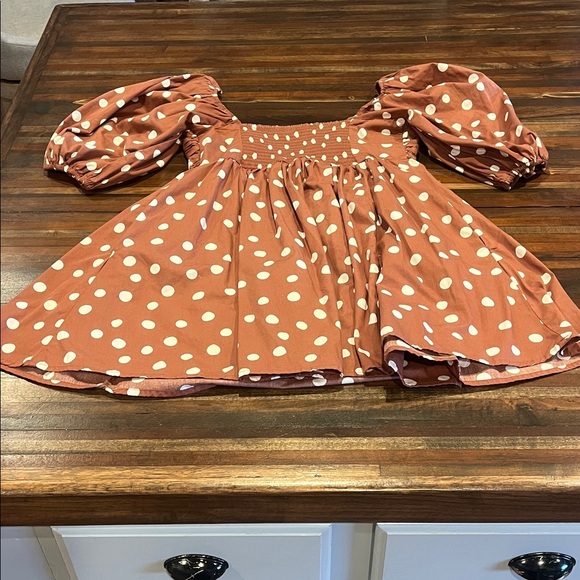 Abercrombie and Fitch Brown Polka Dot Puff Sleeve Dress - Picture 3 of 3